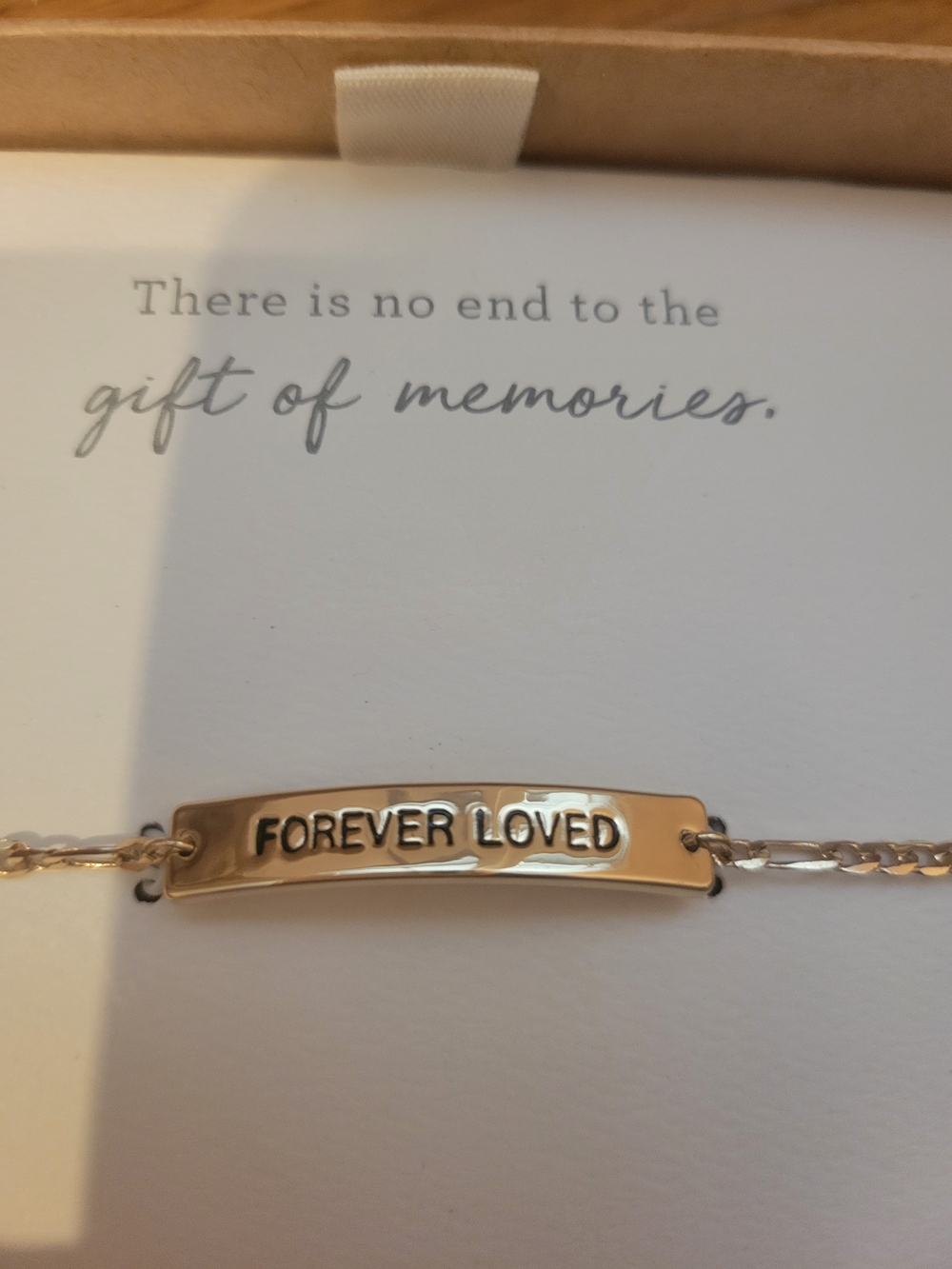 Demdaco Gold 'Forever Loved' Engraved Bar Bracelet